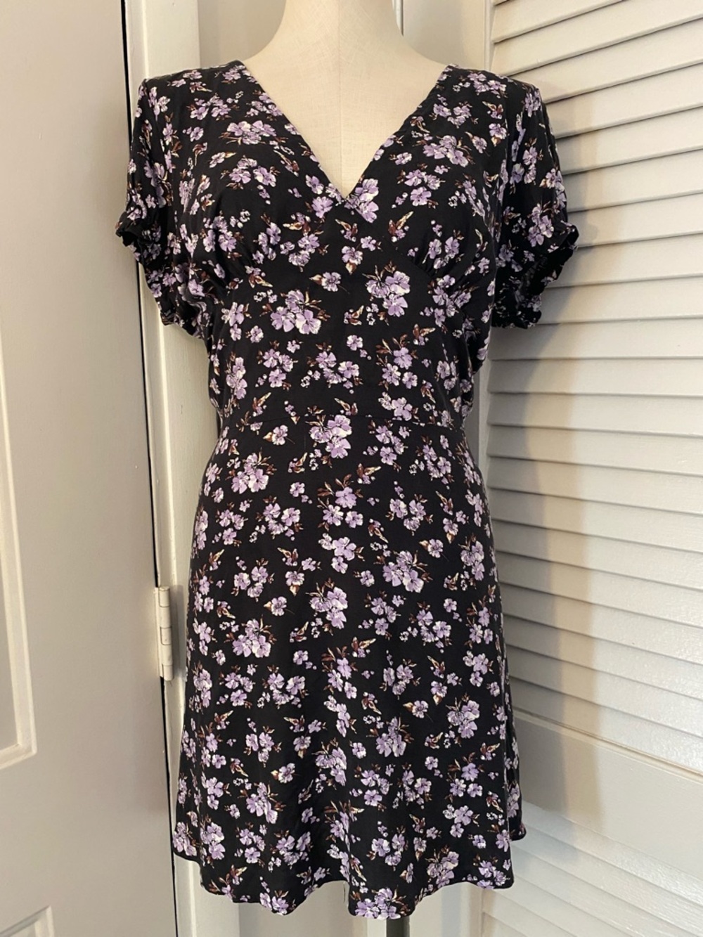 RSQ Black Mini Dress with Lilac Floral Print- Size XL